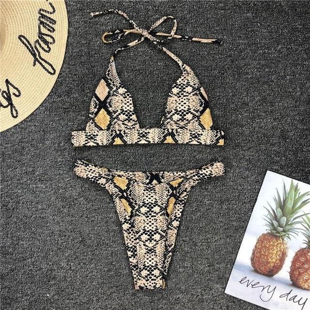 Snake Print Split swimsuit