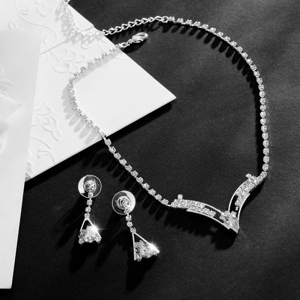 Water Drop Jewelry Set – Silver Plated Necklace & Earrings (2 Pcs)