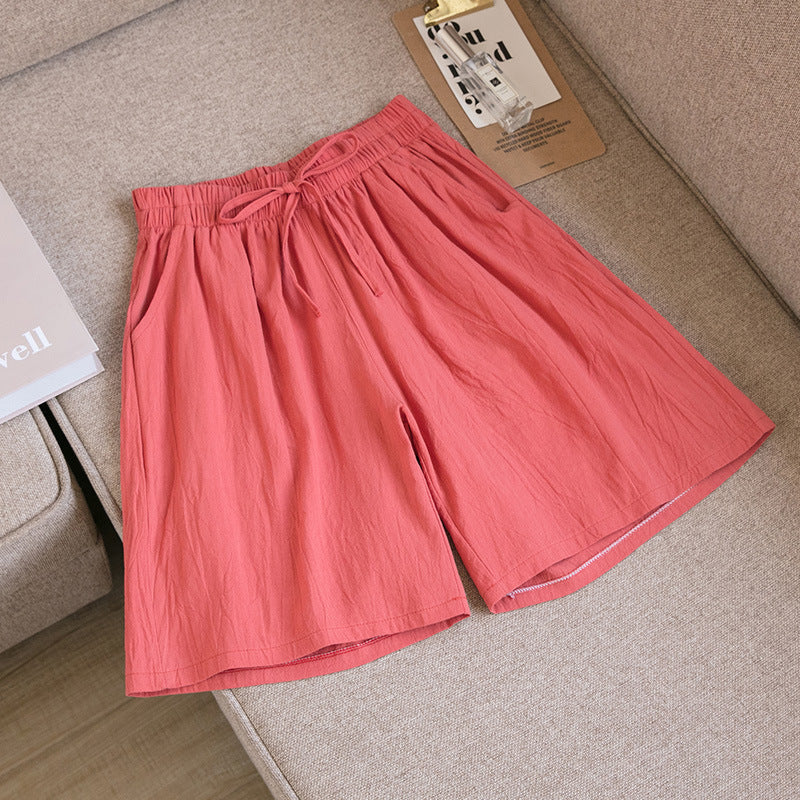 Cotton And Linen Loose Shorts For Women