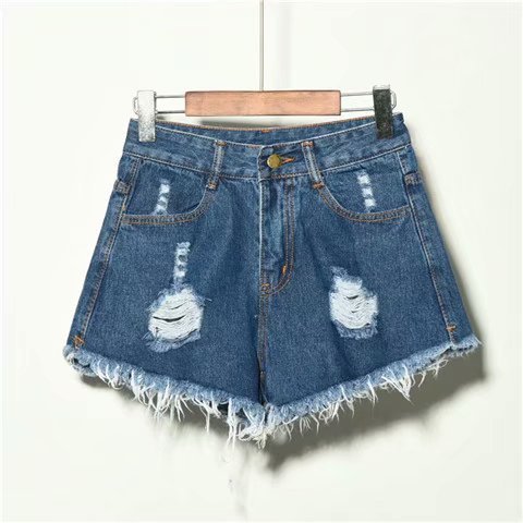 Women's High-Waist Ripped Denim Shorts