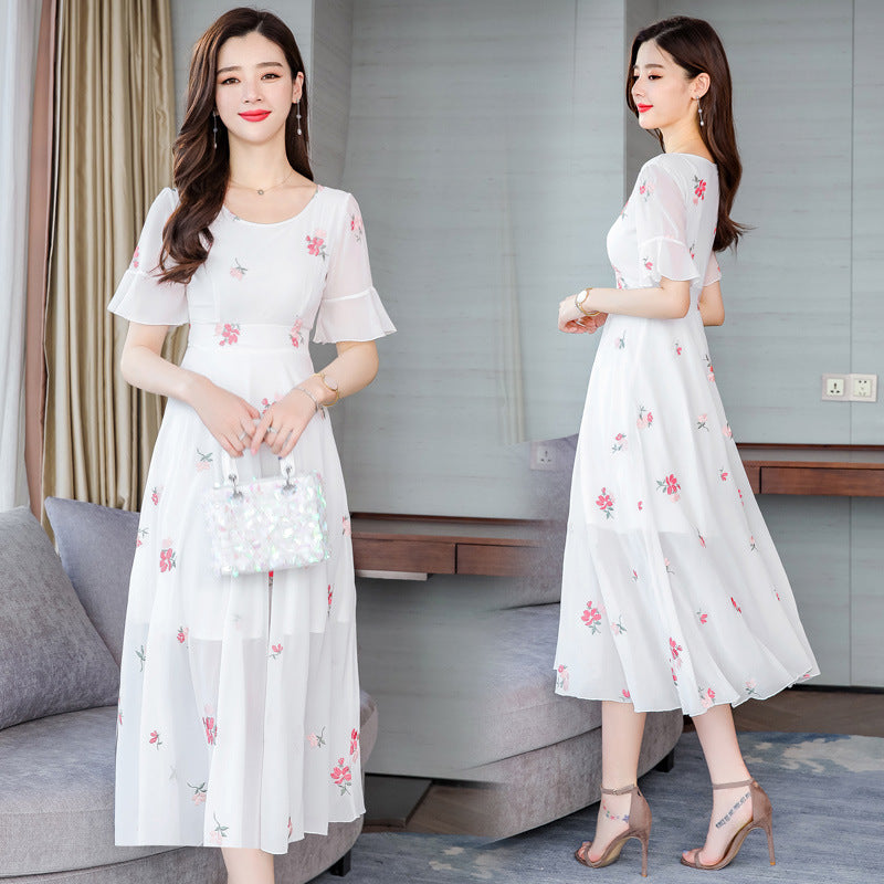 Floral Chiffon Slim Dress