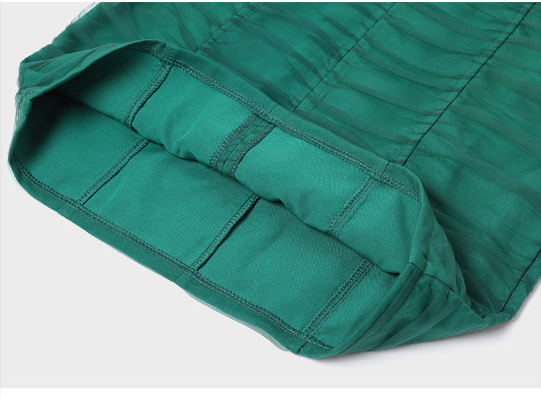 Puff sleeve mesh gauze dress