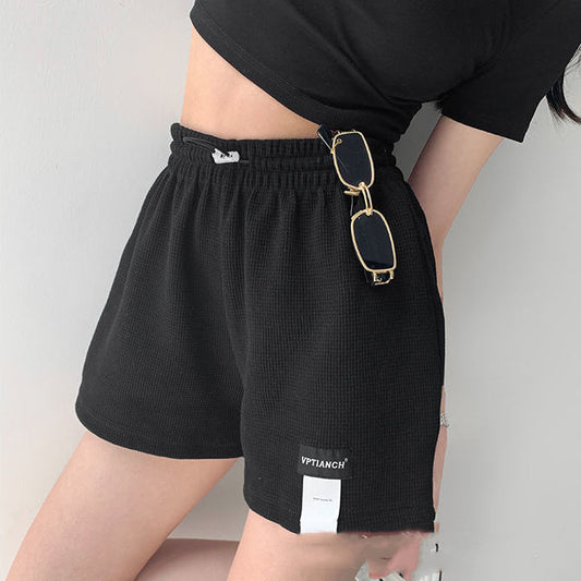 Street Style Lettered High-Waist Sports Shorts