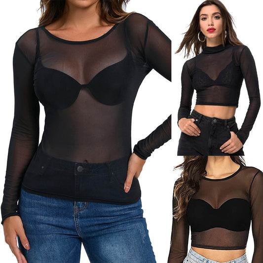 Sheer Fit Long Sleeve Mesh Top