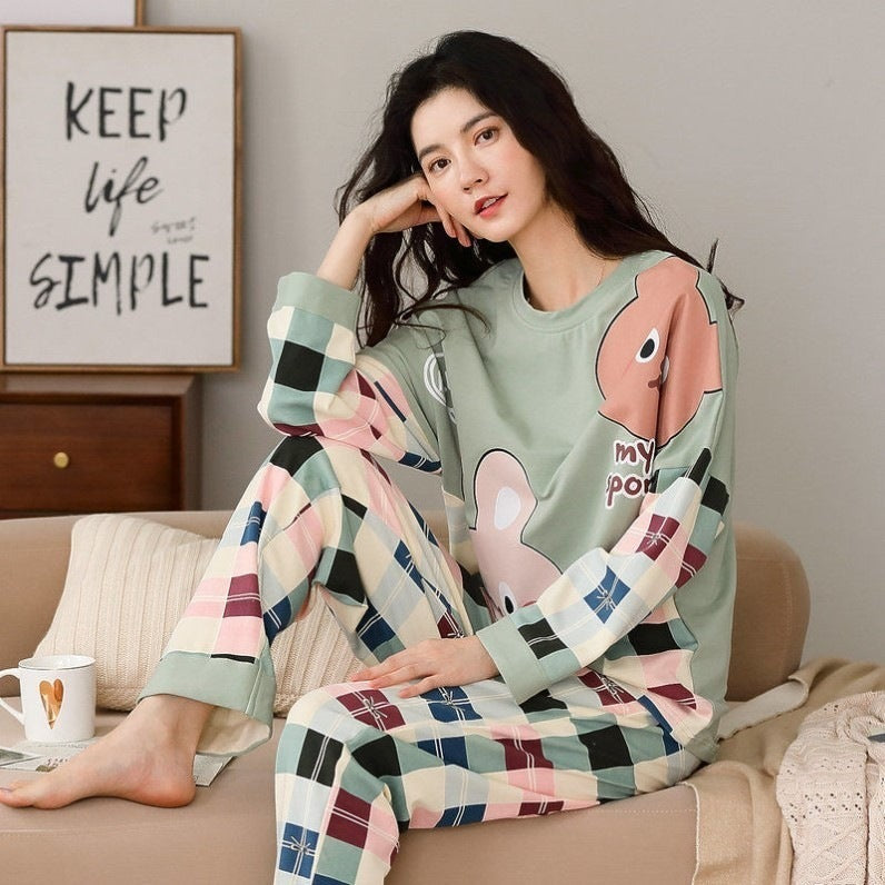 16 Cute Different Cartoon Print 2-Pc Pajama Set for Women