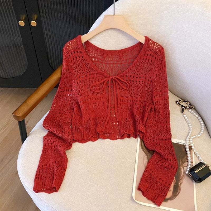 Knitted Long Sleeve Thin Sun Protection Cardigan