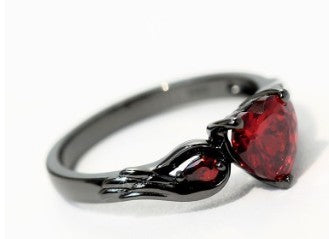 Rubby Red Zirconia Love Ring For Women