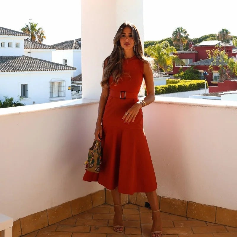 Belt Stitching Dress