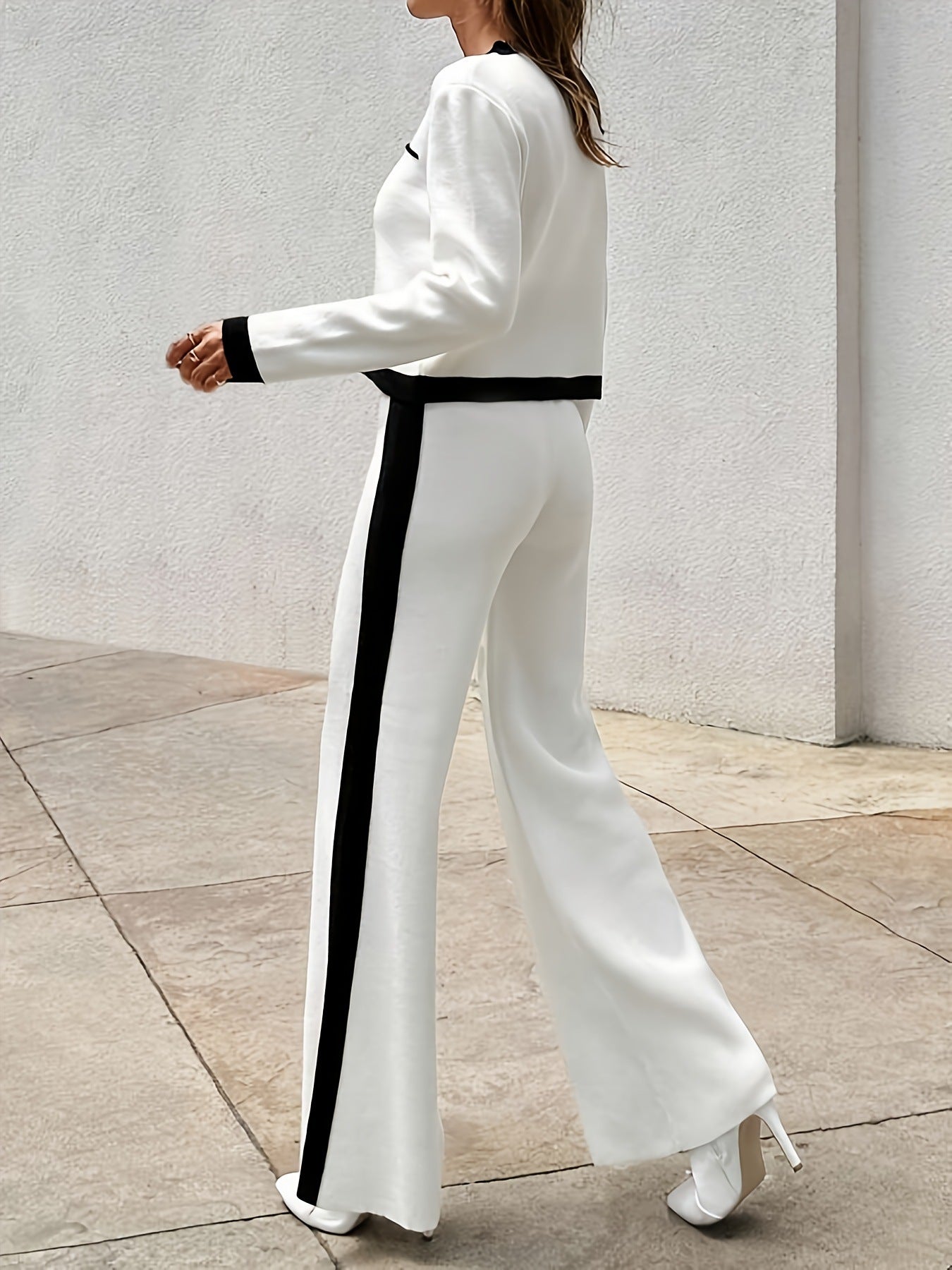Elegant Style Round Neck Long-Sleeve Suit