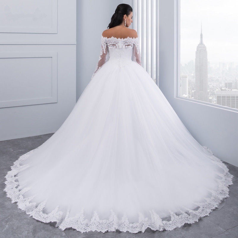 Lace Bridal Gown with Long Trail