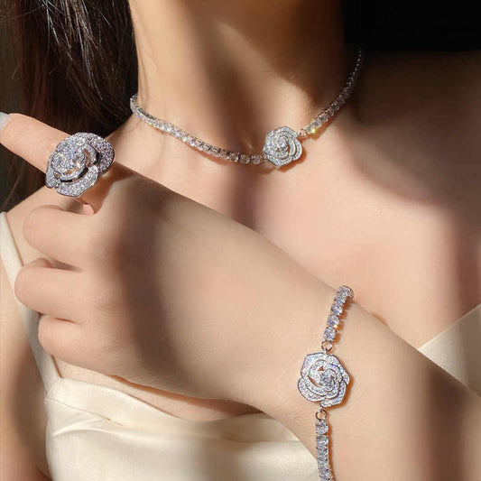 Camellia Flower -Necklace Bracelet Ring