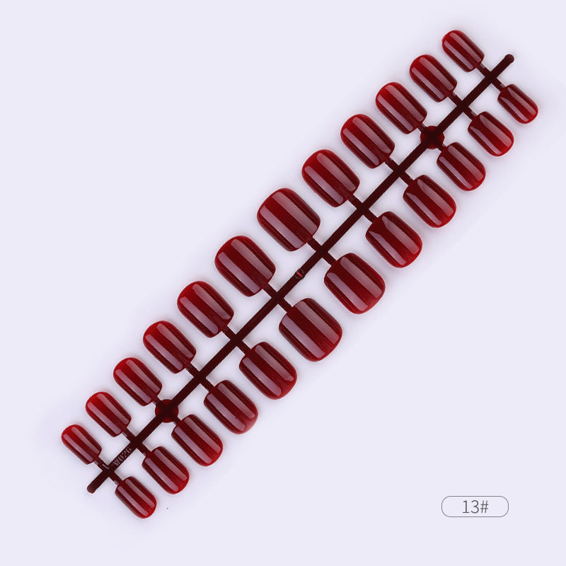 24 Pcs Solid Color Fake Nail Patches