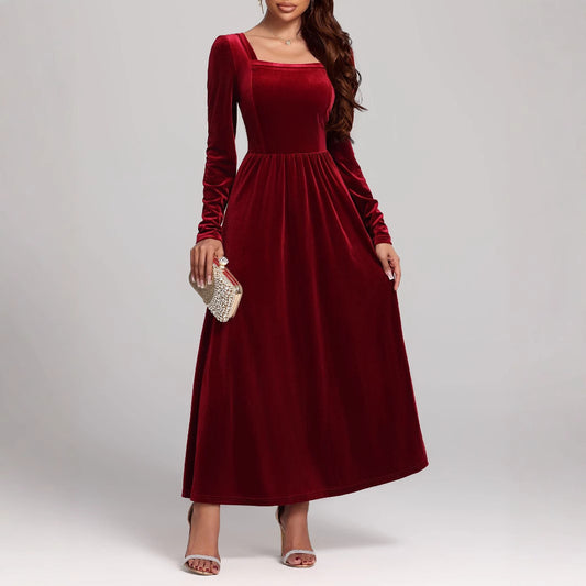 Long Evening Pleuche Dress