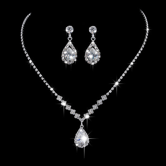 Zircon Teardrop Necklace & Earrings Set