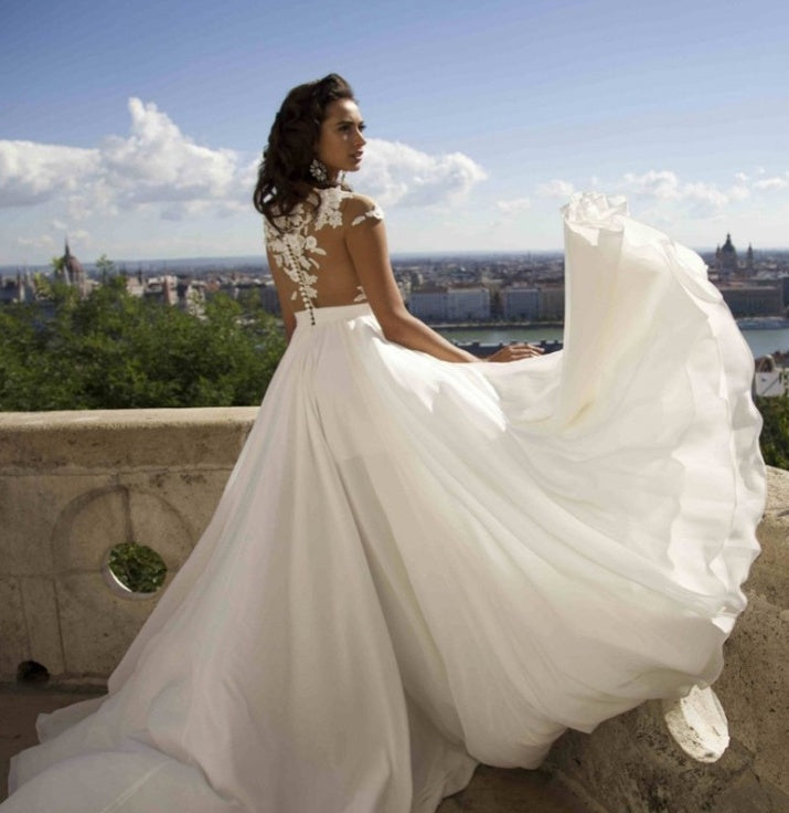 Bohemian Chiffon Applique Bridal Dress
