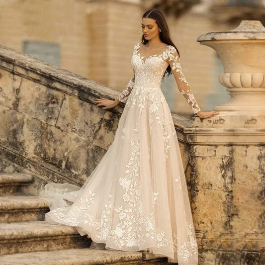 Mori Style Long Sleeve Wedding Dress