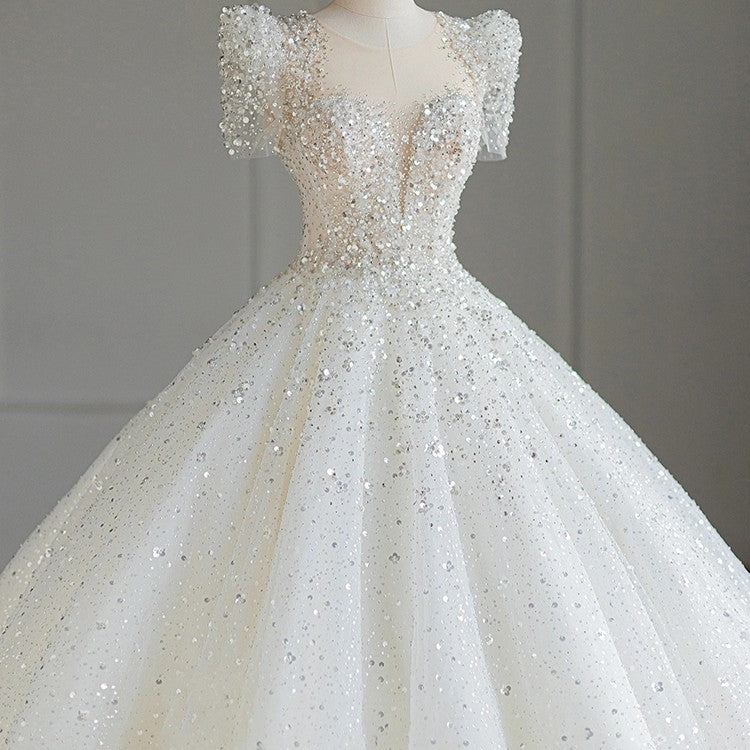 Elegant Long Trail Princess Wedding Gown(8/3 piece)