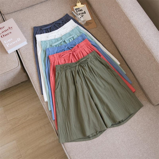 Cotton And Linen Loose Shorts For Women