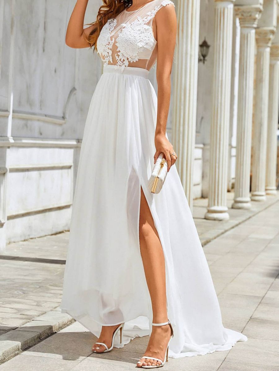 Chiffon Lace Swing Wedding Dress