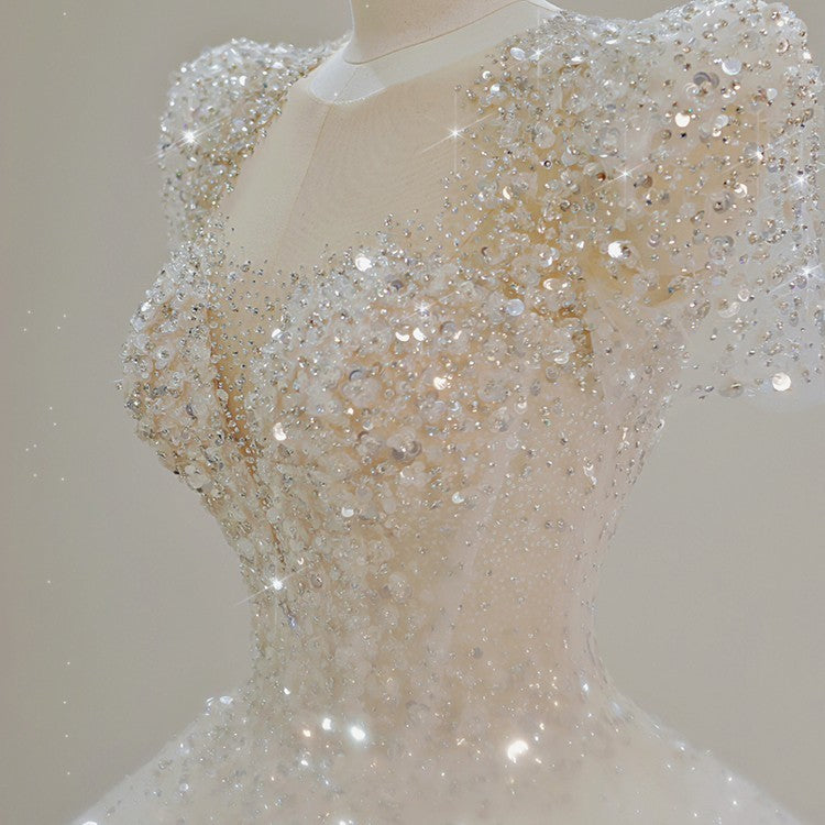 Elegant Long Trail Princess Wedding Gown(8/3 piece)