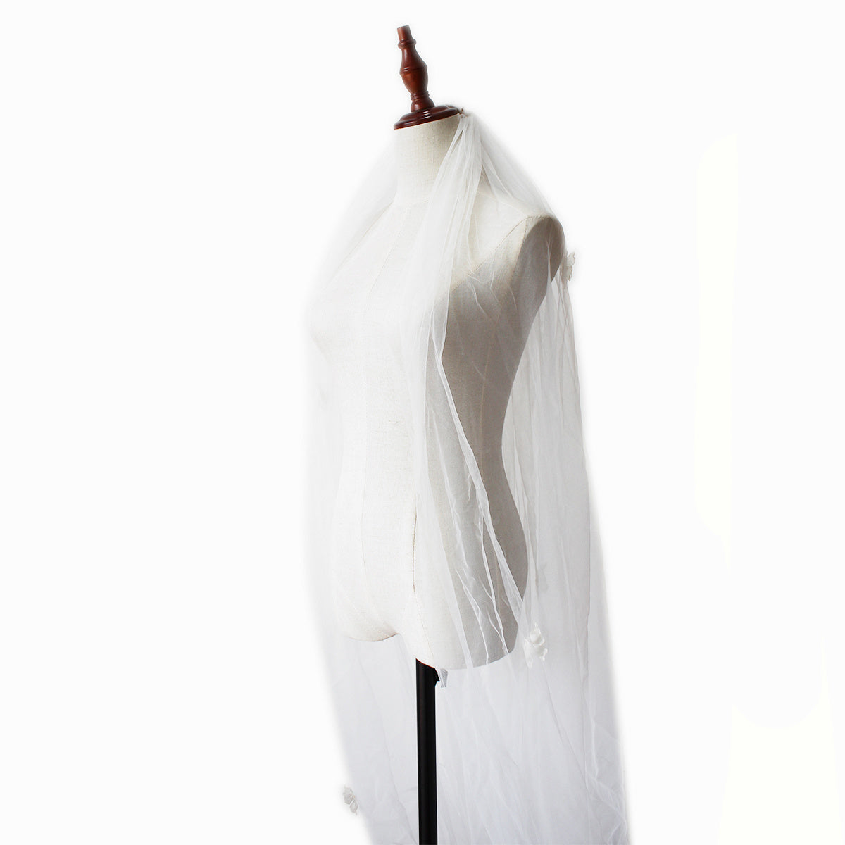 Pearl Tulle Long Tail Wedding Veil
