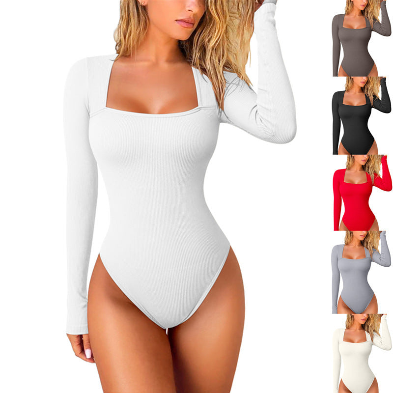 Sexy Ribbed Jumpsuit- Square neckline Waist-Slimming Fit