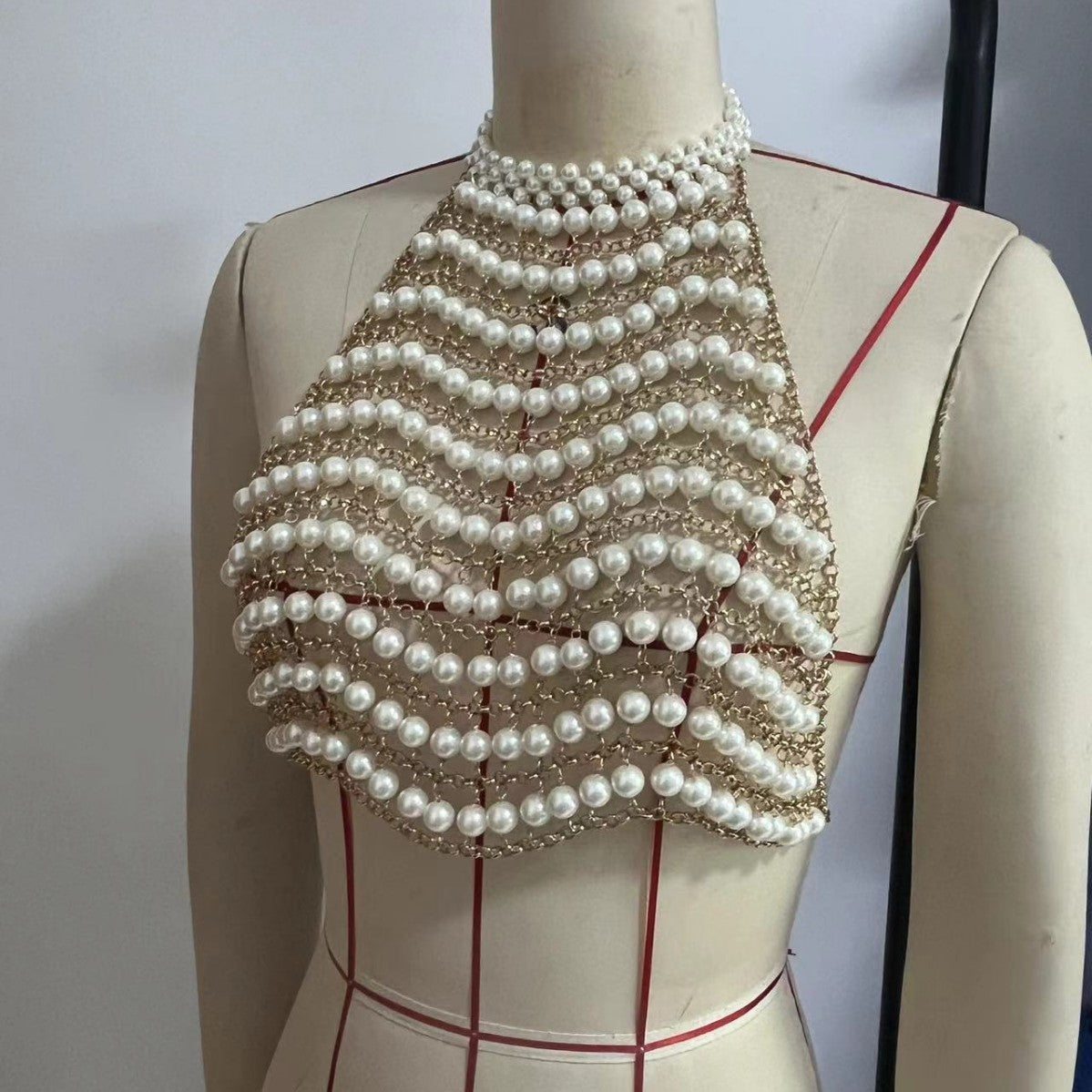 Chic Pearl Chain Vest Top