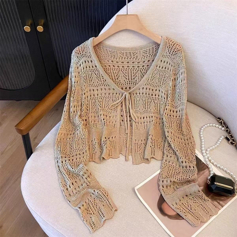 Knitted Long Sleeve Thin Sun Protection Cardigan