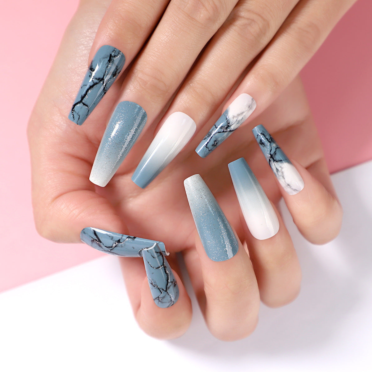 Marble Crystals Nails