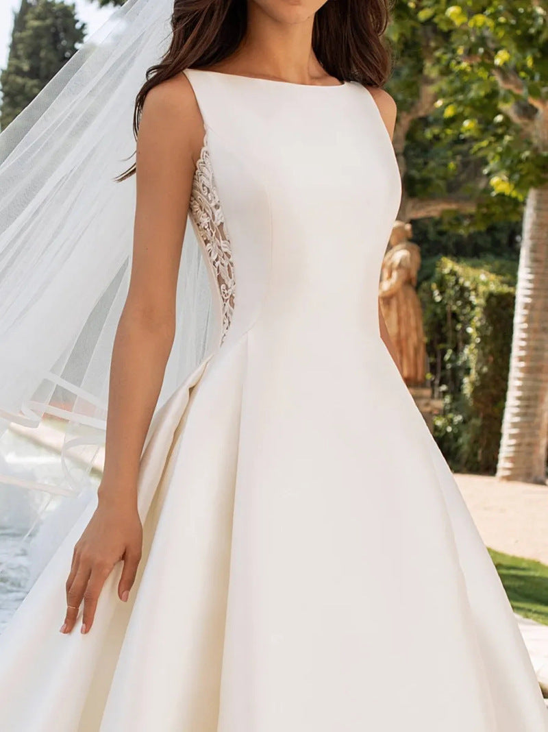 French Satin Lace Bridal Dress
