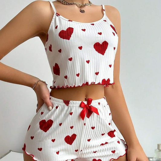 Heart Print Pajama Set