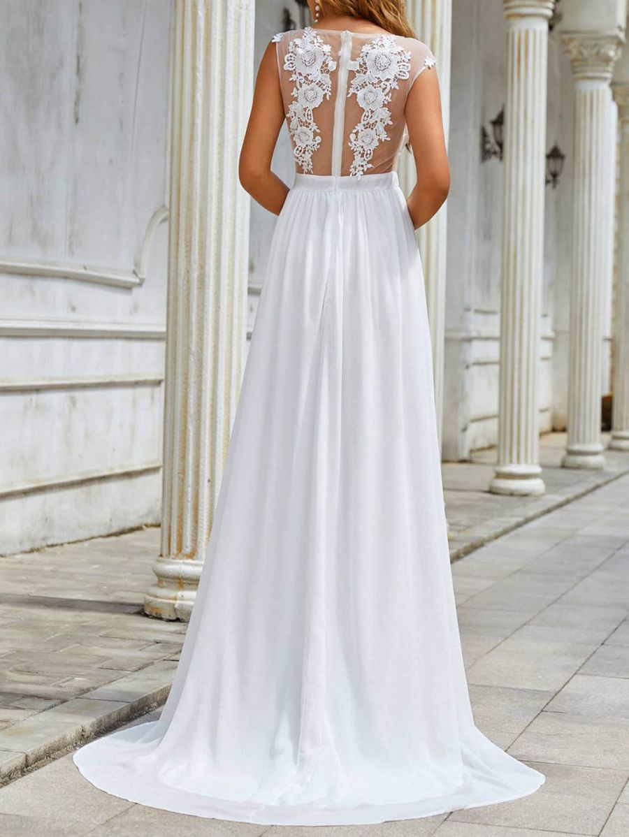 Chiffon Lace Swing Wedding Dress