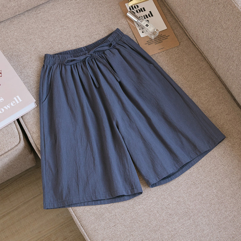 Cotton And Linen Loose Shorts For Women