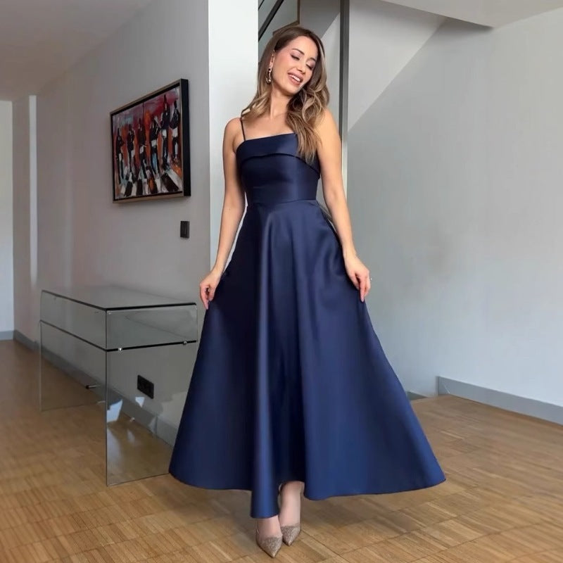 Solid Color Backless Tube Top Dress