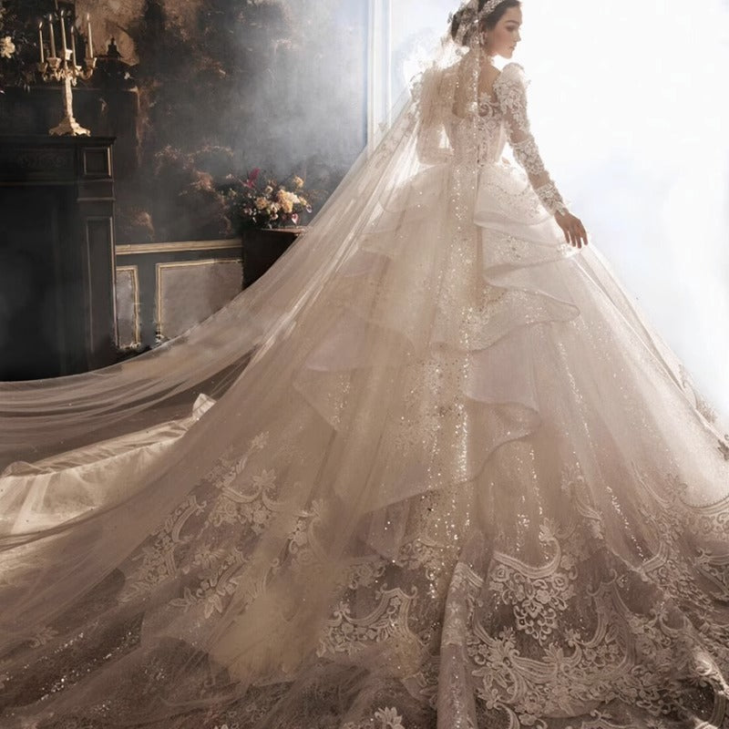 Royal Court Princess Large Tail Wedding Dress