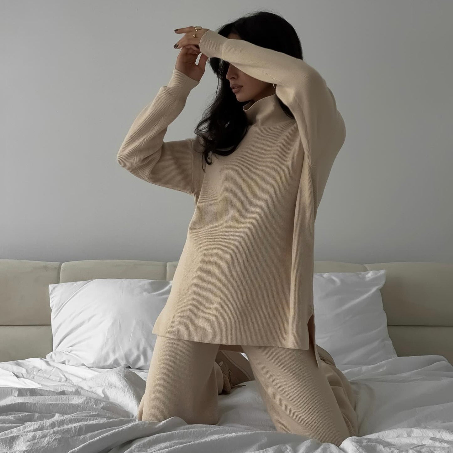 Loose Turtleneck Knitting Long-Sleeve Suit