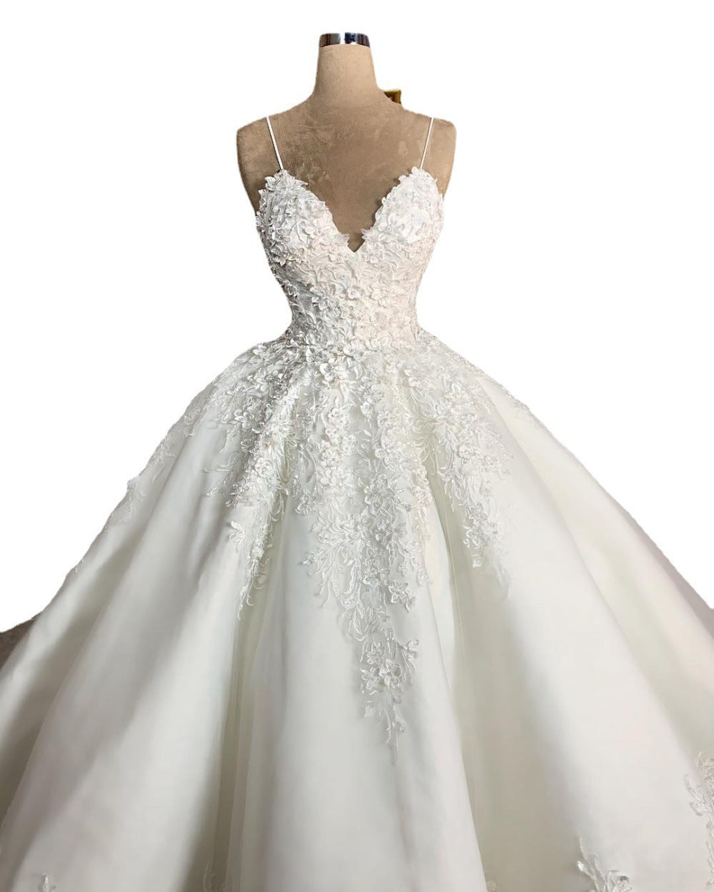 Deep V-neck Floor-length Wedding Dress