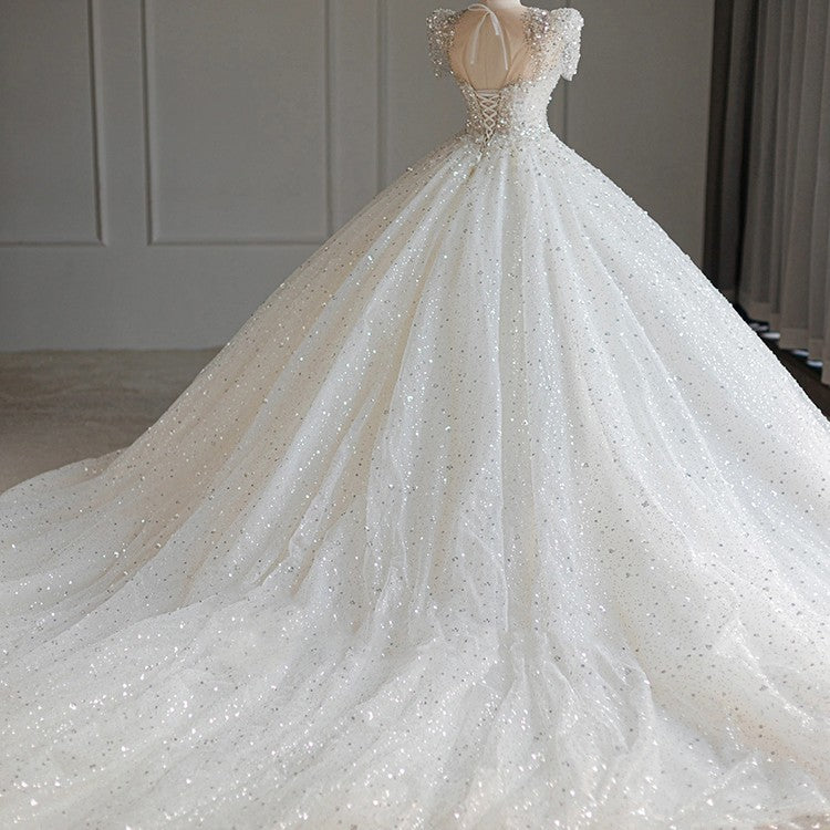 Elegant Long Trail Princess Wedding Gown(8/3 piece)