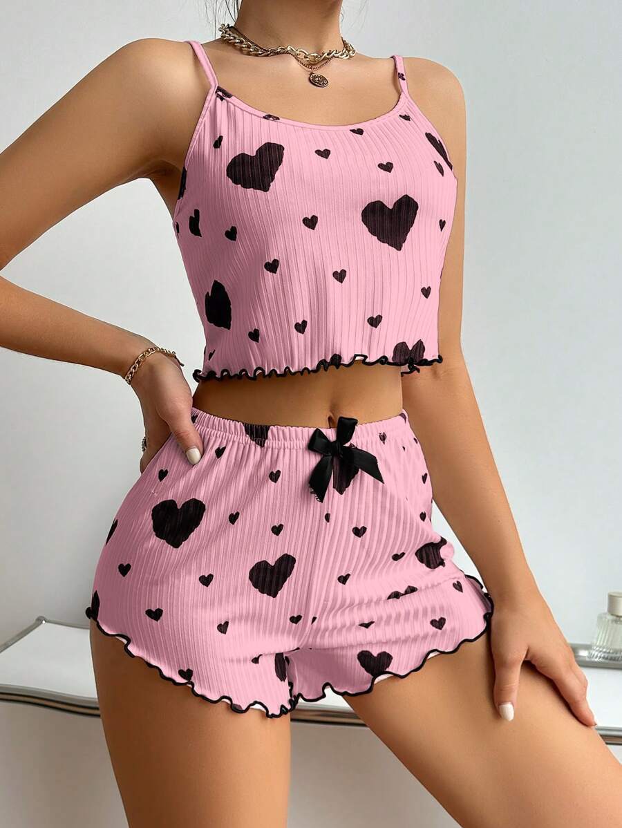 Heart Print Pajama Set