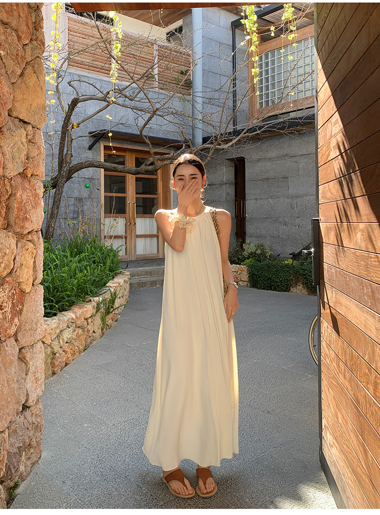 Solid Color Loose Fit Sleeveless Dress