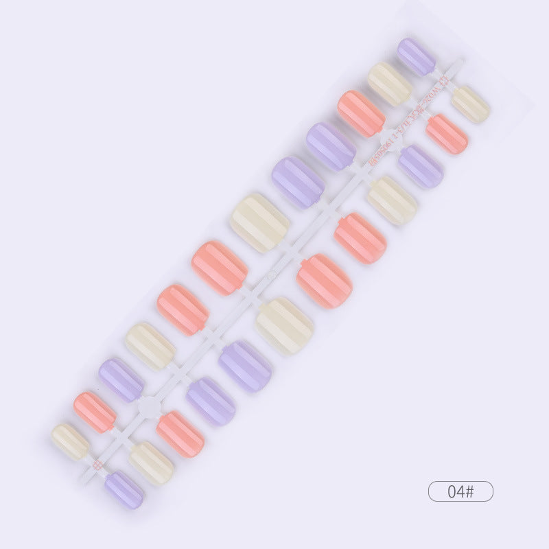 24 Pcs Solid Color Fake Nail Patches