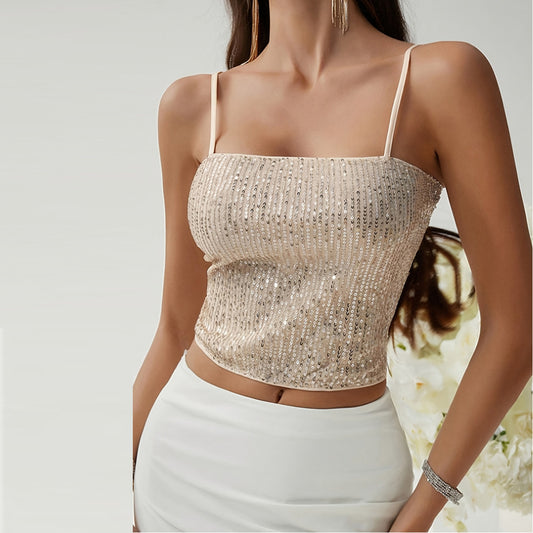 Sequin Sling Top- Backless with Adjustable Shoulder straps