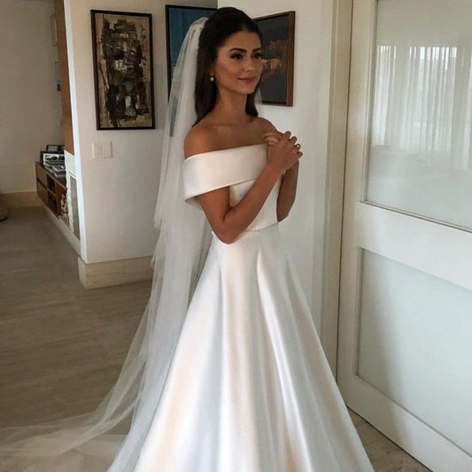 Satin A Line Wedding Dress