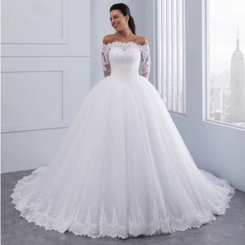 Lace Bridal Gown with Long Trail