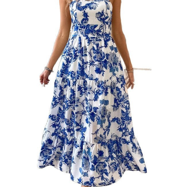Sleeveless Lace Printing Fashion Dress