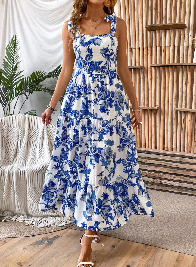 Sleeveless Lace Printing Fashion Dress