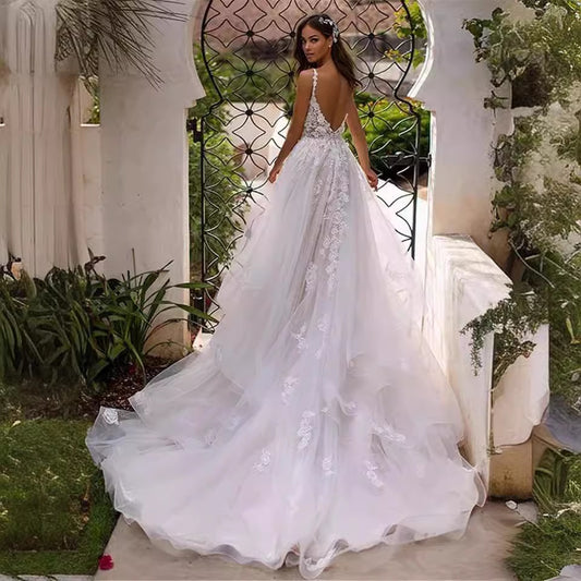 New Slim And Deep V Light Wedding Dress