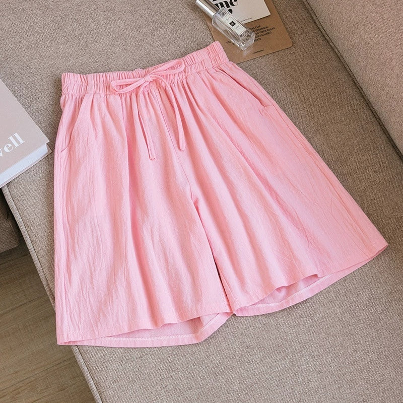 Cotton And Linen Loose Shorts For Women