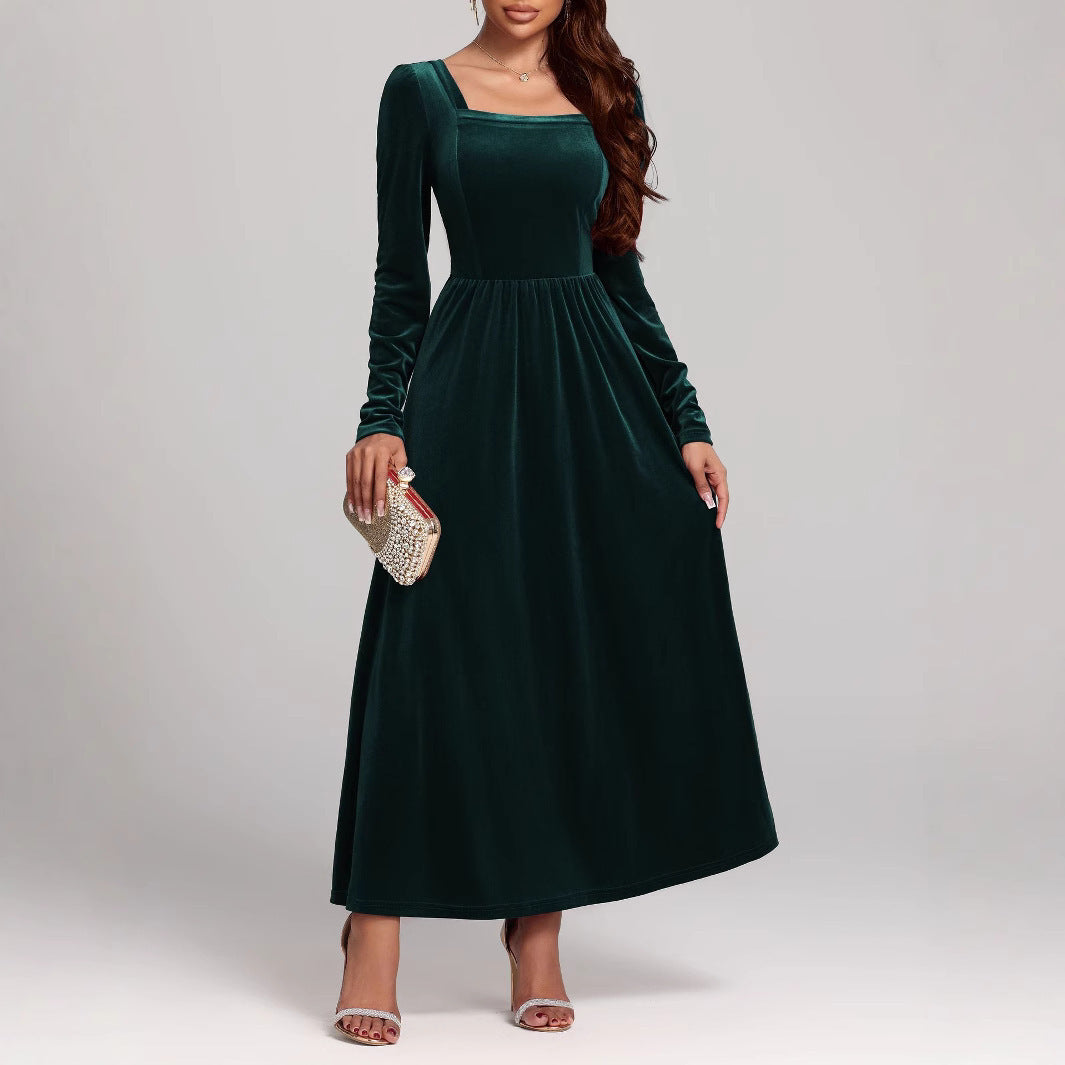 Long Evening Pleuche Dress