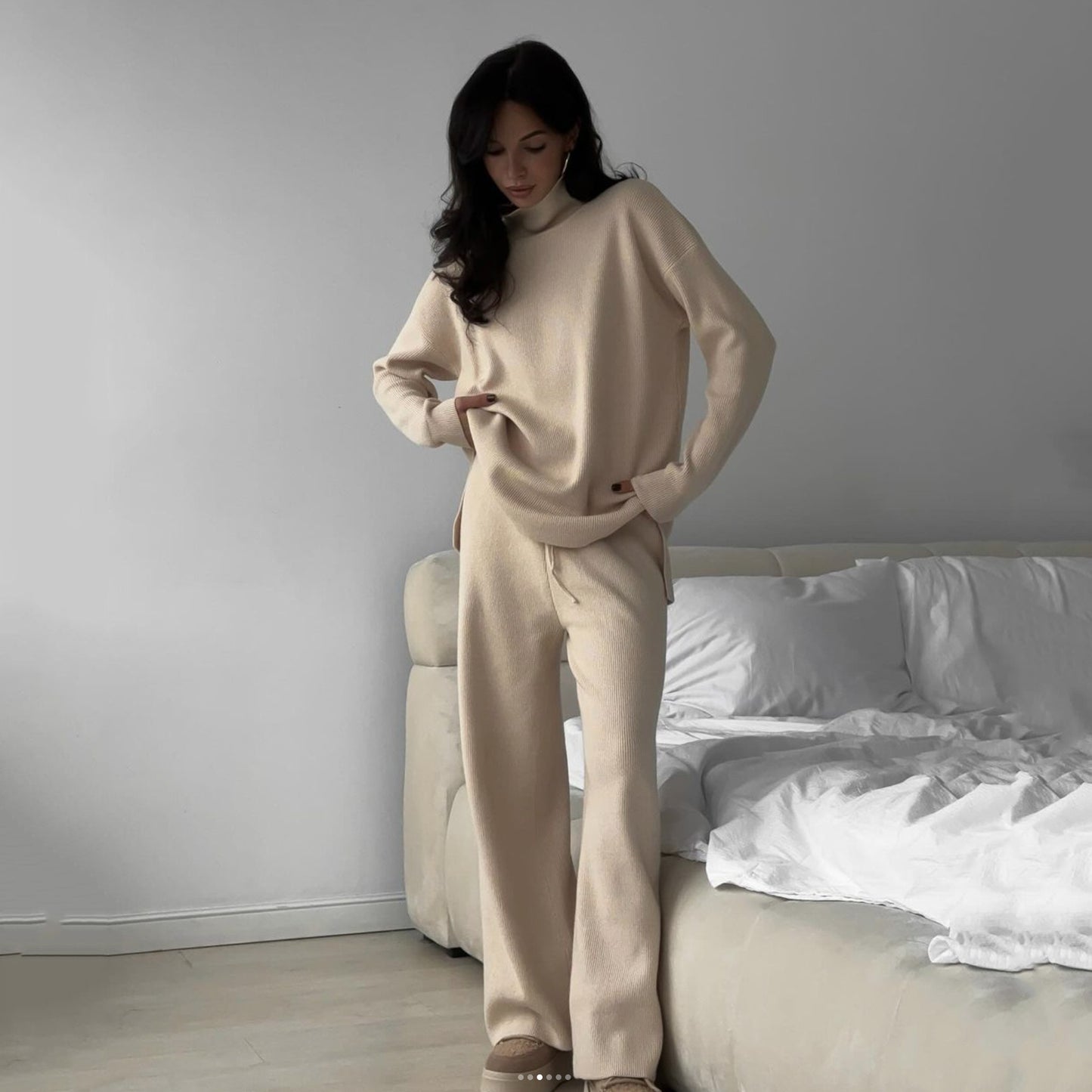 Loose Turtleneck Knitting Long-Sleeve Suit